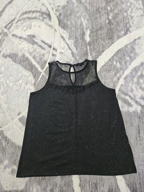 Sloane And Sadie Black Sparkle Mesh Yoke Top Size 1XL
